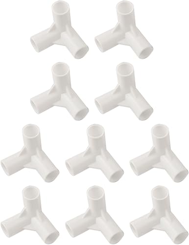 10 connettori a T per palo della tenda per campeggio, supporto da giardino e assemblaggio guardaroba, giunti in plastica I D 16 mm (T-tee) - Honorern