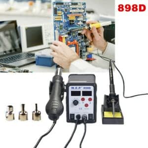 Stazione saldante ad aria calda 220 V SMD Rework Station 700 W 3 Nozzles 898D - Honorern