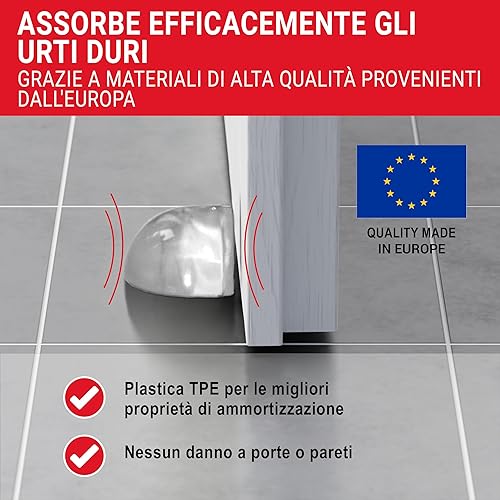 Fermaporta Pavimento Autoadesivo - Set di 2 Ferma Porta da Pavimento Semicircolari Trasparenti da Attaccare – Paraurti Adesivo Adatto a Tutti i Pavimenti Duri, per Proteggere Muro e Mobili - Honorern