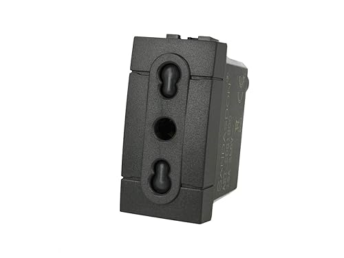 Presa Bipasso Bivalente 2P+T 10/16A, Compatibile Con Bticino Living Light (Nero) - Honorern