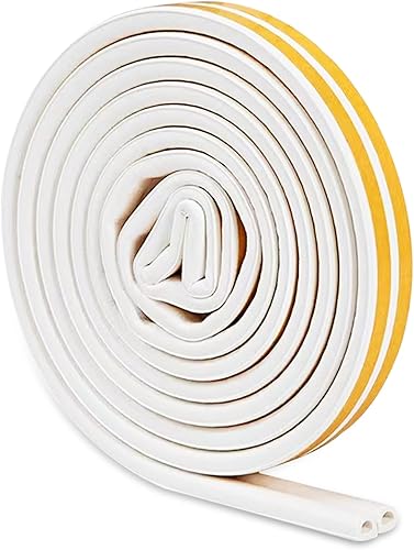 Guarnizione Finestra 9mm X 6mm, D-Tipo Nastro Sigillante Autoadesivo, Paraspifferi Porta Finestre In Gomma, Striscia di Schiuma per Anti Freddo, Isolamento Acustico, Anti-Collisione (6M) - Honorern