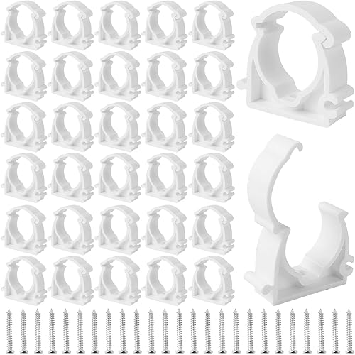 50 Pezzi Morsetto per Tubi M25, Fascette Stringitubo 25 mm, Fascette Stringitubo PPR Bianche con Viti, Fascette Stringitubo per Tubo Isolato, Tubo Vuoto, Tubi Flessibili (Bianco) - Honorern