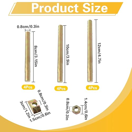 12 pezzi Connettori per piani di lavoro Connettori per mobili M8 x 80 mm, M8 x 100 mm, M8 x 120 mm Connettori per piano di lavoro Piastre da cucina - Honorern