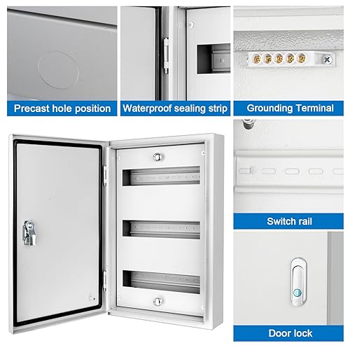 Quadri Elettrici con Interruttore 4P FI Tipo A 40A 30mA FI RCCB e Interruttore B16, Scatola di Distribuzione Superficie a 4 File con Protezione da Sovratensioni 4P e Sbarra di Distribuzione - Honorern