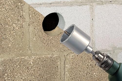 wolfcraft Sega a tazza con riporto in metallo duro e mandrino I 3893000 I Per impianti elettrici e sanitari in calcestruzzo, muratura e pietra; profondità di taglio 55 mm - Honorern