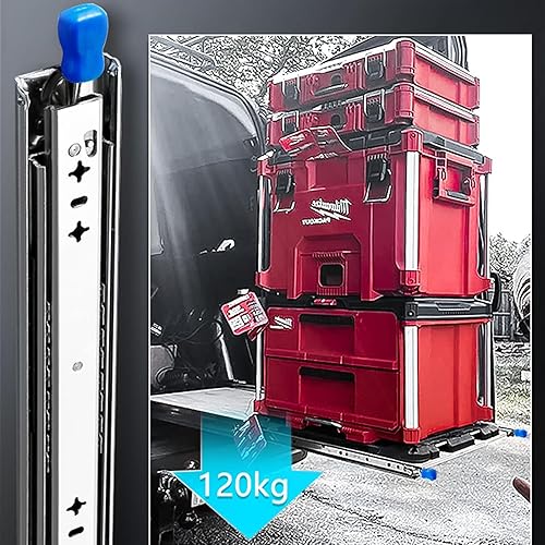 Guide per Cassetti Pesanti con Serratura 450 550 750 850 950 1100 1200 1500mm, Guide Scorrevoli Cassetti capacità di Carico Fino A 120kg, 3 Pieghe Guide A Cuscinetto A Sfera(Size:1000mm) - Honorern