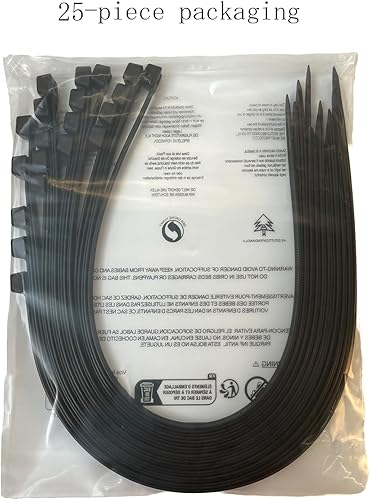 fascette plastica lunghe,450mm x 9mm,Resistenza alla trazione 80 kg,25 pezzi,Nere - Honorern