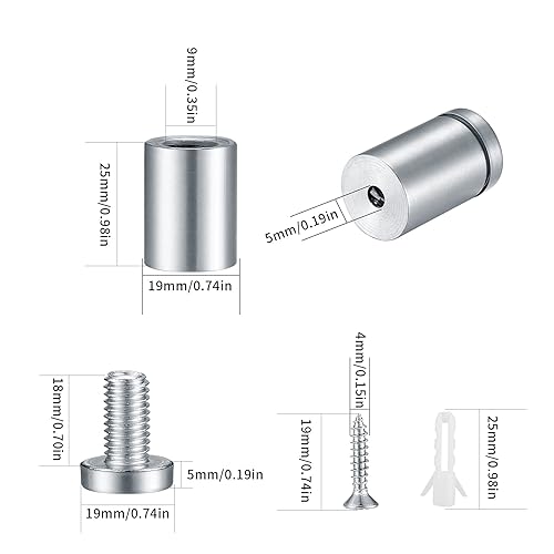 10 Pezzi Pubblicità Vite di vetro Standoff Bulloni, Distanziatori di Vetro, Supporto Vite Segno Pubblicità Chiodi Hardware Supporti Viti Standoff Clamp in acciaio inox - Honorern