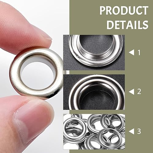 1 Set Di Occhielli Occhielli Per Utensili Da 5 Mm 100 Occhielli E Rondelle Passacavo. Occhielli In Metallo Occhielli Per Tende E Teloni Per Borse Scarpe Abbigliamento Ecc. Argento - Honorern