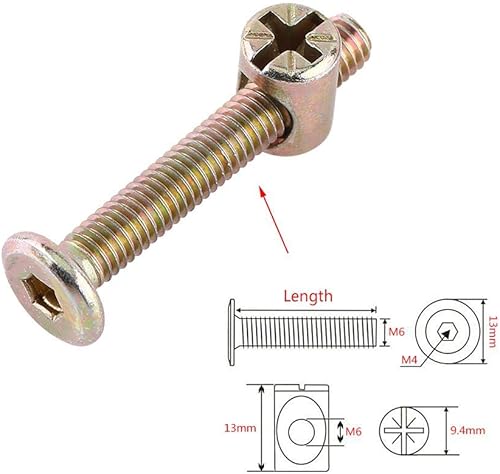 10 pezzi in acciaio al carbonio M6 viti a esagono incassato bulloni per mobili Presepe con dadi a barilotto Dado Dado di fissaggio del connettore(60mm) - Honorern