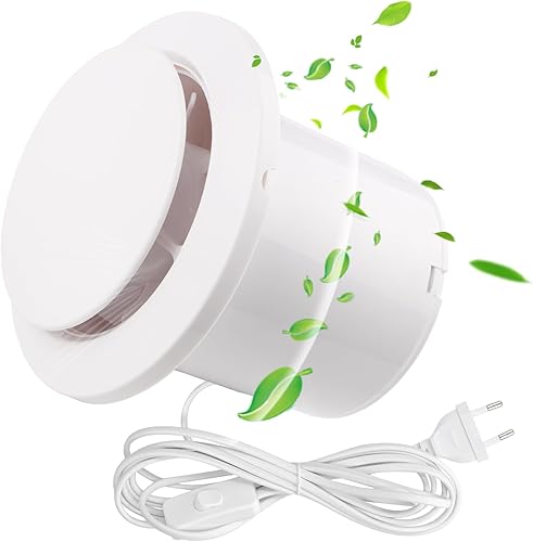 Ventola Aspirazione Bagno Potente e Silenzioso 100mm Ventilatore di Ventilazione 15W 100m³/h Estrattore Aria con Valvola Antiritorno E Interruttore per Wc Cucina Scantinati Garage - Bianco - Honorern