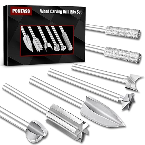 Set di punte per legno per Dremel, 5 Pezzi Punte per Incisione con Gambo da 3mm Utensili per Intaglio del Legno per Fai Da Te Incisione Intaglio, Micro Scultura, Foratura Rettifica，Radice Intagliata - Honorern