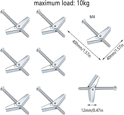 15 pcs tasselli Per Cartongesso Tasselli Viti A Parete Cartongesso Fissaggio Ad Ancora Viti Di Espansione M4, Viti Aggiuntive, Viti A Ginocchiera Hardware,Per L'Installazione A Soffitto - Honorern