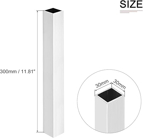 30mmx30mmx2mmx300mm (Larghezza x Muro Spessore x Lunghezza) Quadrato Tubo - 2pz - Adatto per Industriale Edilizia Costruzioni - 6063 Alluminio Tubi quadrati - Honorern