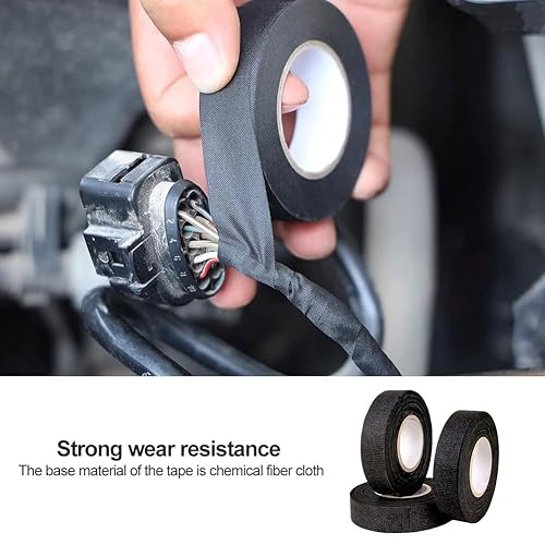 Nastro Isolante,3pcs Nastro Isolante Nero,Nastro in Tessuto per Auto,Nastro Isolante in Tessuto,Nastro Adesivo Isolante,Nastro Tessile Autoadesivo per Cablaggi - Honorern