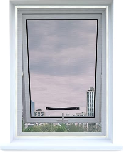 NOVITA' 2023 Zanzariera per Finestre 150x180CM con Zip per Accesso All'Esterno, Adatta per Finestra a Battente, con Taparelle o Persiane, Finestre a Bilico o Lucernari, Nero - Honorern