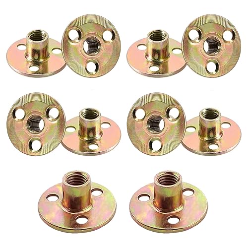 10 Pezzi Foro Tee Dado, M10*37 * 2.5, M10 Ferro Zincato T Dado, Dadi a T 3 Fori, Dadi Flangiati, Base Rotonda a Vite T-Nut per Mobili - Honorern