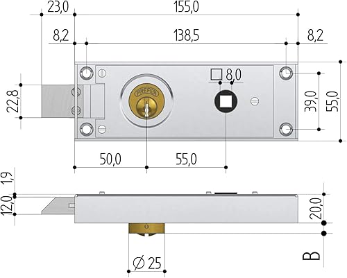 serratura per porte di transito/cantina in ferro - Honorern