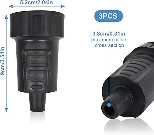 3 Pezzi Presa Volante Schuko, Giunto Protettivo in Gomma con Protezione Antipiega, Presa Schuko Femmina Giunto in Gomma 250 V 16 A Senza Cavo Nere Impermeabili in PVC con Doppio Contatto Protettivo - Honorern
