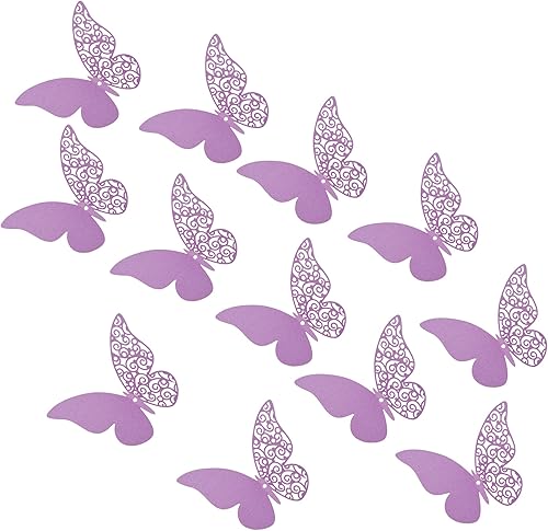 12 adesivi da parete a farfalla 3D, decorazione da parete fai da te, in PVC, rimovibile, decorazione per camera da letto e matrimoni, viola chiaro, motivo A - Honorern