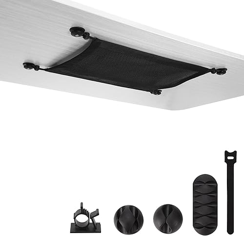 WurdeWindig Rete flessibile da scrivania per rete via cavo, canalina da scrivania, 40 x 28 cm, colore nero, per la gestione dei cavi aperti per tutti i cavi. - Honorern