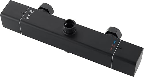 Miscelatore Termostatico Doccia Con 2 Uscite, Miscelatore Doccia Rubinetto Bagno, Uscita Superiore 3/4' BSP (26.4mm) e Uscita Inferiore 1/2' BSP (21mm), Quadrato Cromato - Honorern