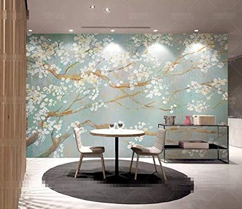 Carta da parati dipinta a mano Pittura a olio Fiori di ciliegio Europa del nord Fiore Sfondo muro 3D Carta da parati moderna carta da parati 3D fotomurali murale adesivo-400cm×280cm - Honorern