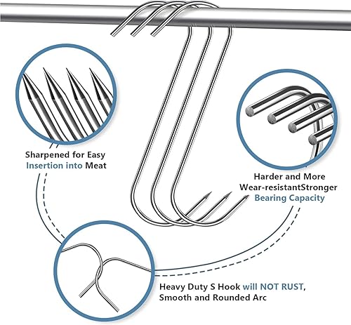Gancio per Macellaio, 30 Pezzi Gancio a S in Acciaio Inox, Ganci per Carne,Gancio a Forma di S per Macellaio,Cucina, Affumicatura, Lavorazione della Carne (15cm) - Honorern