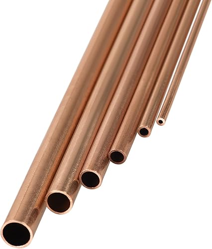 Rame Tubo (2mm-7mm OD x 0.5mm Parete T x 300mm L)6pz, Tubo Dritto in Metallo Senza Cuciture - Tubo Tondo in Rame per Casa Arredamento, Macchine, Fai-da-Te Artigianato - Honorern