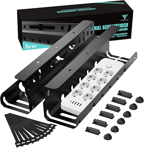 Canalina via Cavo Scrivania, Scrivania per Gestione dei Cavi Senza Foratura, Vassoio per Cavi per la Gestione dei Cavi in Ufficio Domestico Sotto la Scrivania, 2 per Riporre più Cavi - Honorern