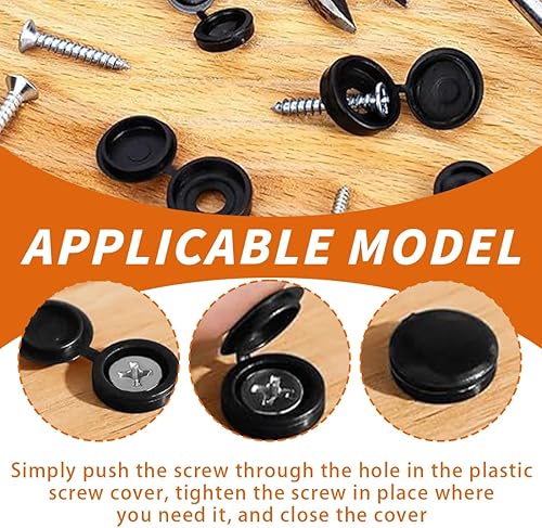 60 Pezzi Tappi Di Copertura Per Viti, Tappi Di Copertura Per Viti A Cerniera In Plastica, Tappi A Vite In Plastica Per Viti Numero 6, Per Mobili, Armadi, Scaffali, Nero (Nero) - Honorern