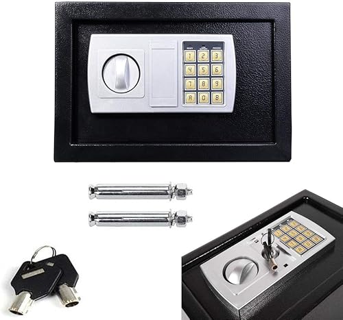 Cassaforte Hotel da 4,6L, Cassetta di Sicurezza Elettronica Digitale con PIN e 2 Chiavi, Cassaforte da Armadio Protezione di Denaro, Gioielli, Passaporti, 20x17x17cm, Grigio - Honorern