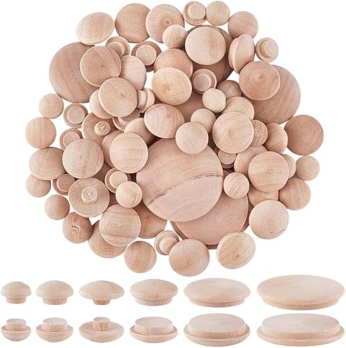 160pz 6 Misure Tappi Coprivite per Legno Tappi A Testa di Fungo in Legno Tipo A Filo Bottoni Automatici Foro Superiore Tappi Bottoni in Legno Duro per Mobili Lavorazione del Legno - Honorern