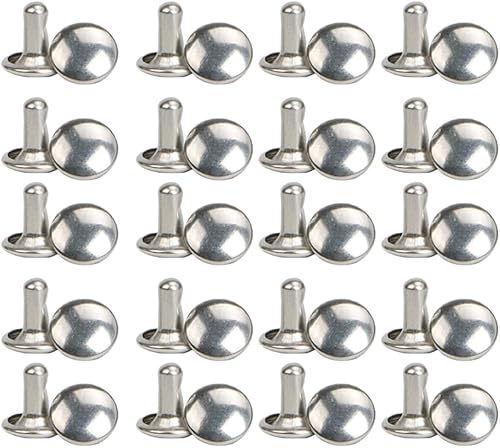 Set di 100 rivetti tubolari in metallo per pelle, vestiti, scarpe, cinture, colore argento, 9 mm x 8 mm - Honorern