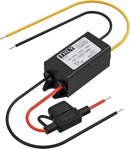 Trasformatore 24 12Volt, Convertitore 24V a 12V 5A 60W 24V 12V Converter di Aimentazione Con Fusibile Impermeabile, Regolatore di Tensione CC per Veicolo/Barca ecc. (Accetta ingressi DC15-40V) - Honorern