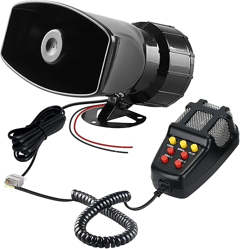 Sirena per auto, 12 V, 7 toni, sirena per auto, corno, sirena per auto, 100 W, utilizzata per le chiamate di allarme, per tutti i veicoli da 12 V, camion, barche, auto, furgoni 2.4a Abs, calibro 158 x - Honorern