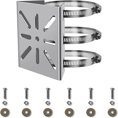 Supporto Angolare per Telecamera, Supporto per Palo Verticale, Staffa Angolare in Metallo Solido, Assicurati Che L'installazione Della Telecamera di Sicurezza Sia Stabile, con Viti+3 Anelli Regolabili - Honorern