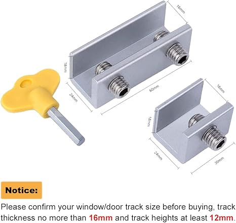 6 Pack Serratura di sicurezza per finestra scorrevole regolabile, telaio della porta con serratura in lega di alluminio, con serratura di sicurezza e chiavi - Honorern