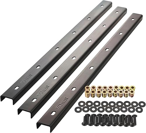 Modanature di colmo 3 pezzi a U in acciaio in look industriale 90 x 4 x 2 cm per piani di tavoli/incl. viti di fissaggio e bussole a vite Profilo di rinforzo - Honorern