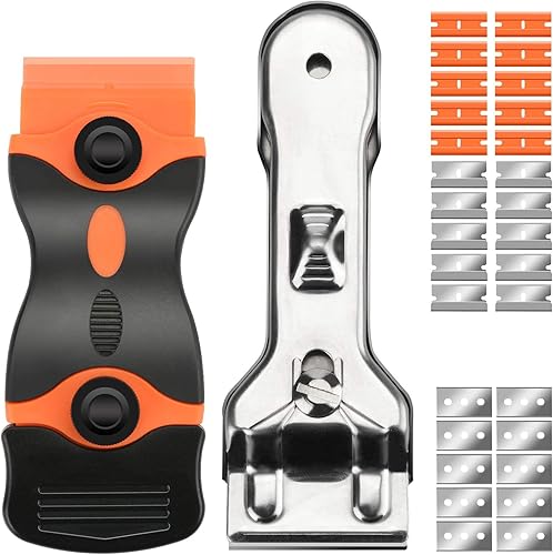 Set di 2 raschietti, raschietto per rimuovere etichette adesive per rimuovere la vernice, rimuovere la decalcomania con tappo di sicurezza - Honorern