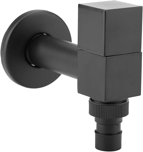 Nero Rubinetto Quadrato, Rubinetto da Esterno Rubinetto a Rondella per Montaggio a Parete Rubinetto dell'Acqua Fredda Singolo (G3/4) - Honorern