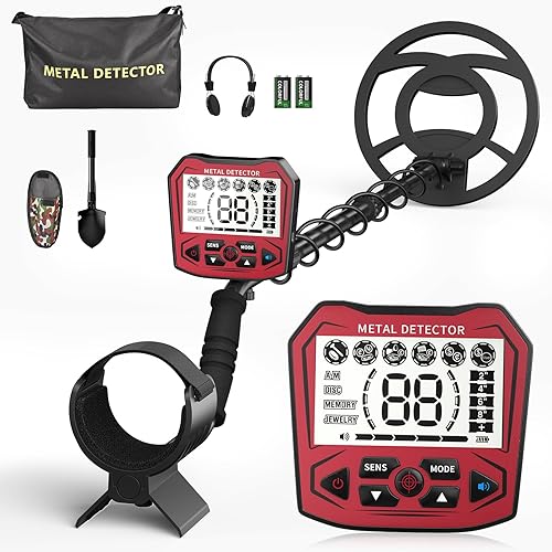 HIUYRFS Metal Detector ad Alta Precisione, Lunghezza Regolabile 113 cm - 141 cm, 5 Modalità, Metal Detector Professionale con Schermo LCD, Bobina di Ricerca Impermeabile IP68 per Adulti & Bambini - Honorern