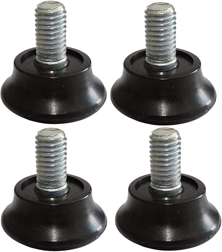 C42428-4 piedini regolabili M8, da avvitare, diametro 28 mm, altezza 12 mm, colore: Nero - Honorern