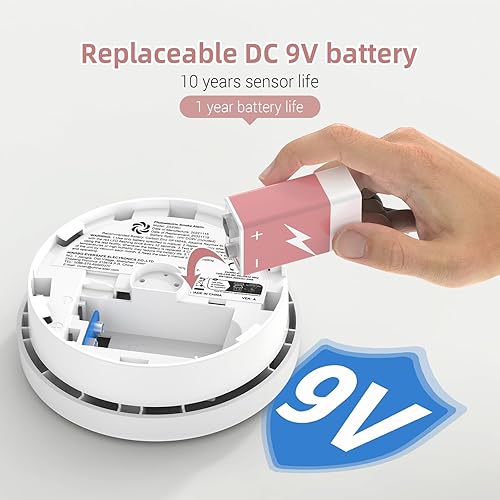 Rivelatore di fumo, rivelatore di incendio con durata di 10 anni, rivelatore di fumo, rivelatore di incendio con batteria sostituibile per un anno, rivelatore di fumo, 2 pezzo - Honorern