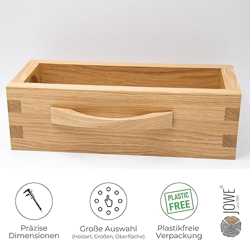 Set di 4 maniglie in legno di rovere non verniciato incl. Viti - Maniglia in legno per cassetto - Lunghezza 17,5 cm, distanza fori 12,8 cm - Honorern