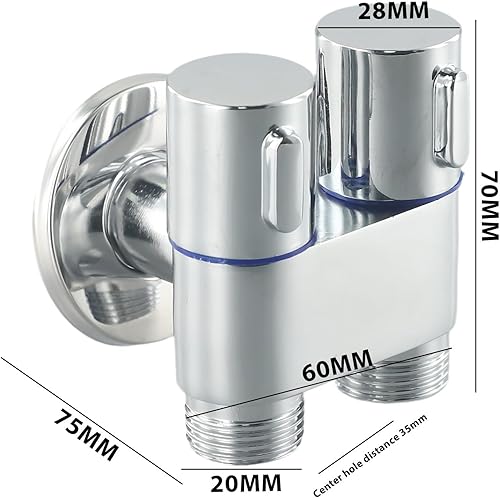 Valvola di controllo doppia G1/2 1-In-2-Out, doppio rubinetto di controllo a doppia maniglia per bagno bidet e doccia, rubinetti lavatrice rubinetto a parete - Honorern