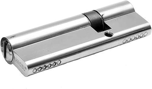 MICEL - 13092 - Cilindro di sicurezza, profilo europeo, con camma lunga, decentrato 30 x 70, con chiavi, finitura in nichel, colore: argento, 100 x 17 x 33 mm - Honorern