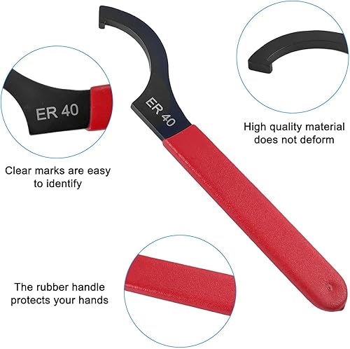 Set di 4 Chiavi a Gancio a C, Chiave Inglese con Impugnatura Antiscivolo, Adatta per la Regolazione di Ammortizzatori a Spirale e Dadi con Fori Tondi o Scanalati (rosso) - Honorern