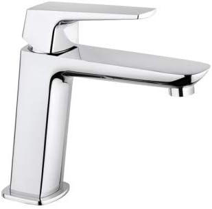 Miscelatore Bagno Monocomando per Lavabo, Bocca erogazione da 140 mm con scarico Click Clack, Cromato, Design Moderno, 100% Made in Italy, Flessibili Standard 3/8” (Lavabo Spartaco) - Honorern