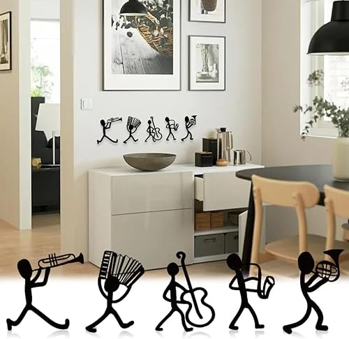 Adesivo da Parete a Tema Musicale per Soggiorno, con Strisce Nere per un'atmosfera Moderna e Minimal, Ideale Anche per Camera da Letto, Decorazione murale autentica e di Design in 5 Pezzi - Honorern